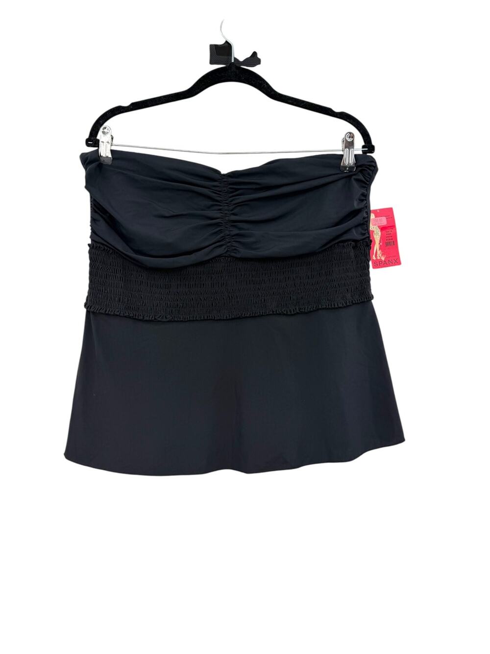 SPANX Shore Tankini Top Ruched Shaping Strapless Black Swimsuit NWT Size 16